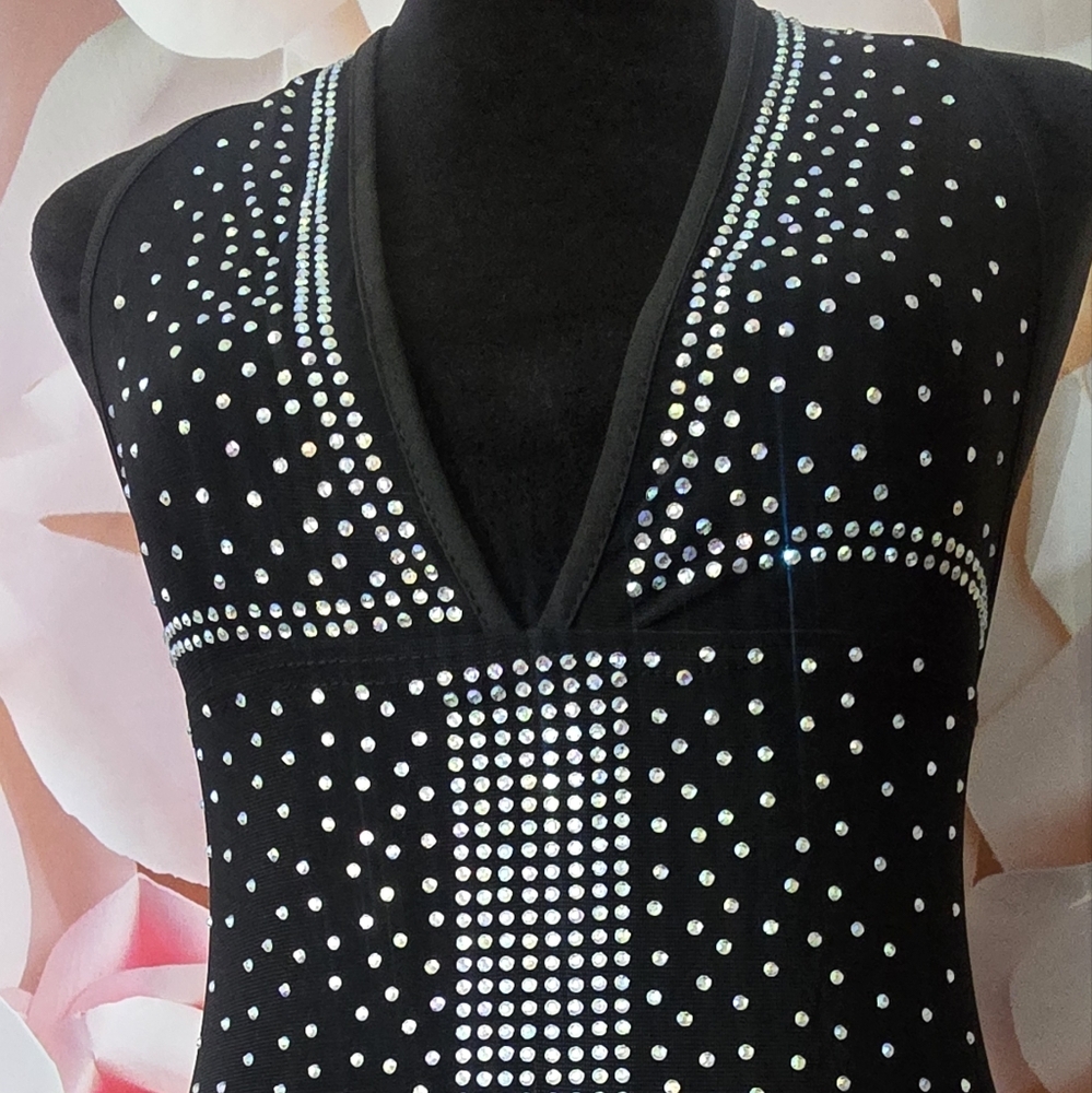 Elegant Black Rhinestone Dress